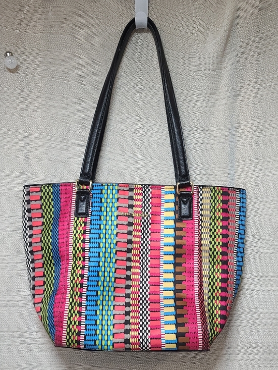 Vera Bradley Handbags - VERA BRADLEY Ella Zip Tote in Cha Cha Bright Multicolor Geometric Print NWOT
